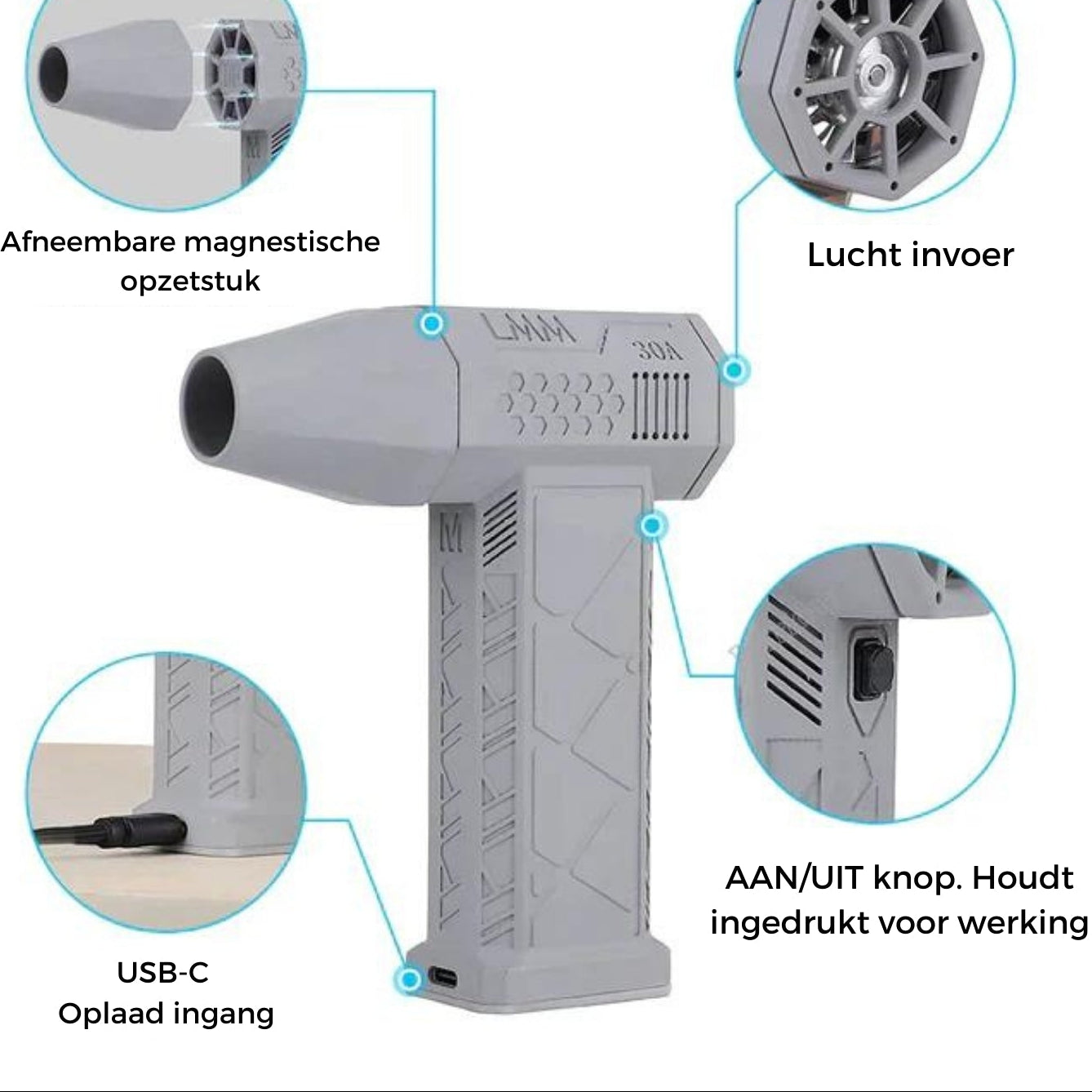 TurboJet Pro™ - De krachtigste Draagbare Luchtblazer voor o.a. Werkplaats, Elektronica en Thuis