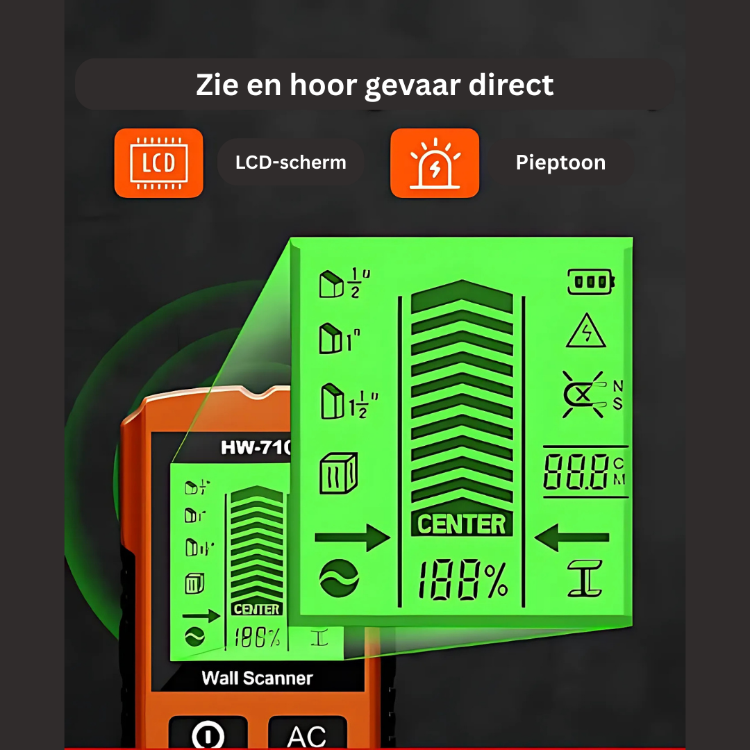 ProScanX™ – Multifunctionele Detector voor Metaal, Hout & Kabels